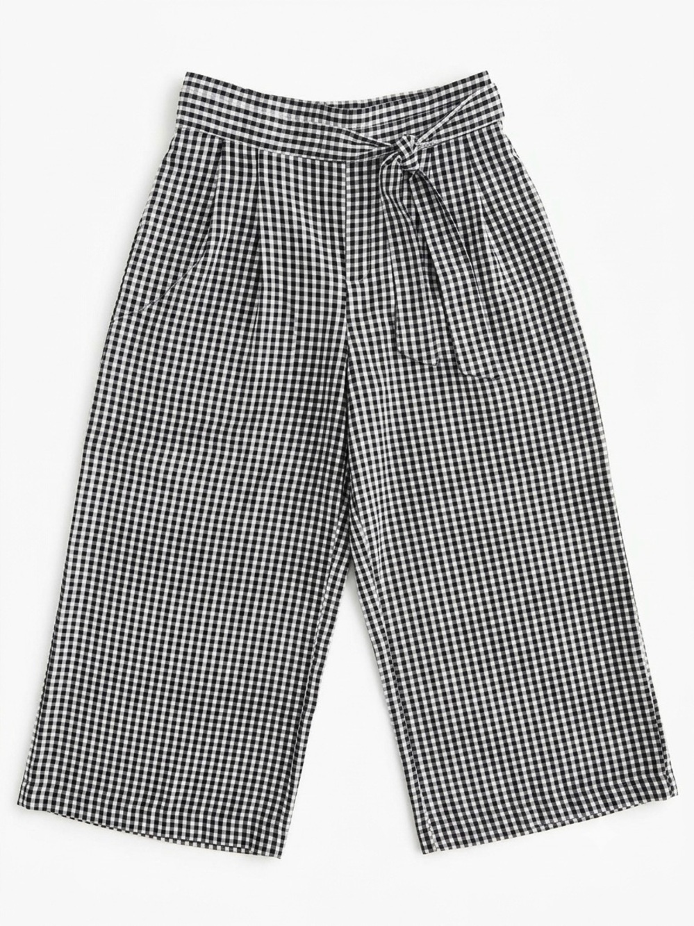 Philosophy Republic Gingham Wide Leg Culotte Crop Pants Tie-Waist Pockets M EUC